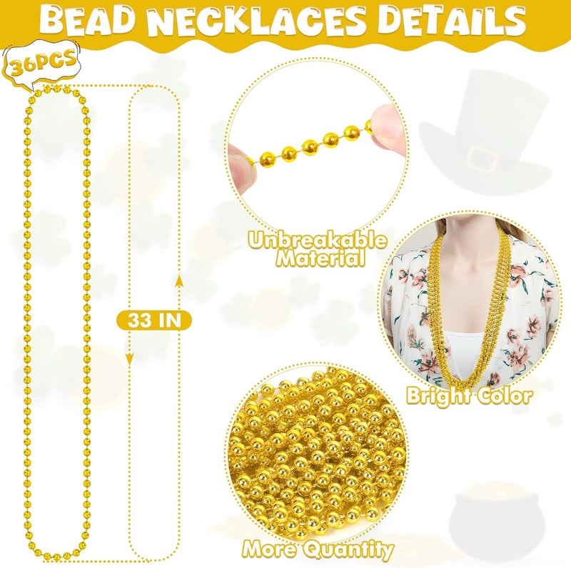 VLUV 36Pcs Beaded Necklace, Mardi Gras Beads Necklaces Accessories, 33 Inch Bead Costume for Women Man, Festival Parade Throw Supplies - Image 2